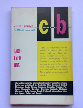CARTER BROWN THE JADE-EYED JINX Australian pulp fiction paperback book 1963